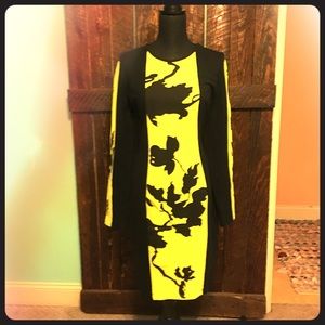 Super stretch lycra yellow and black dress.